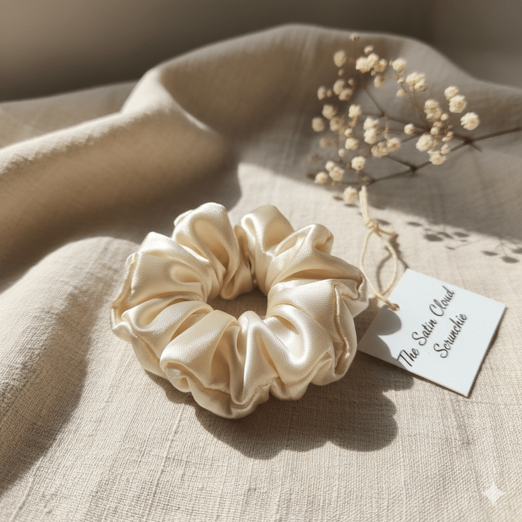 Champagne Satin Hair Scrunchie - CottyLand