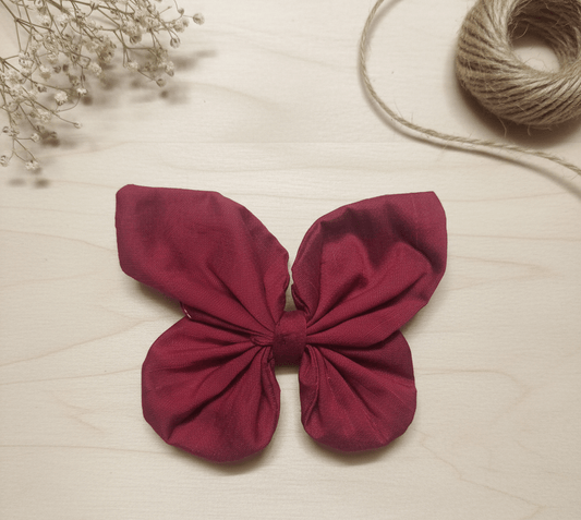 Deep Burgundy Butterfly Hair Bow - CottyLand